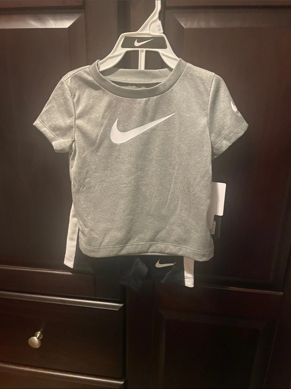 Nike Kids Gray Short Sleeve Tee with White Swoosh